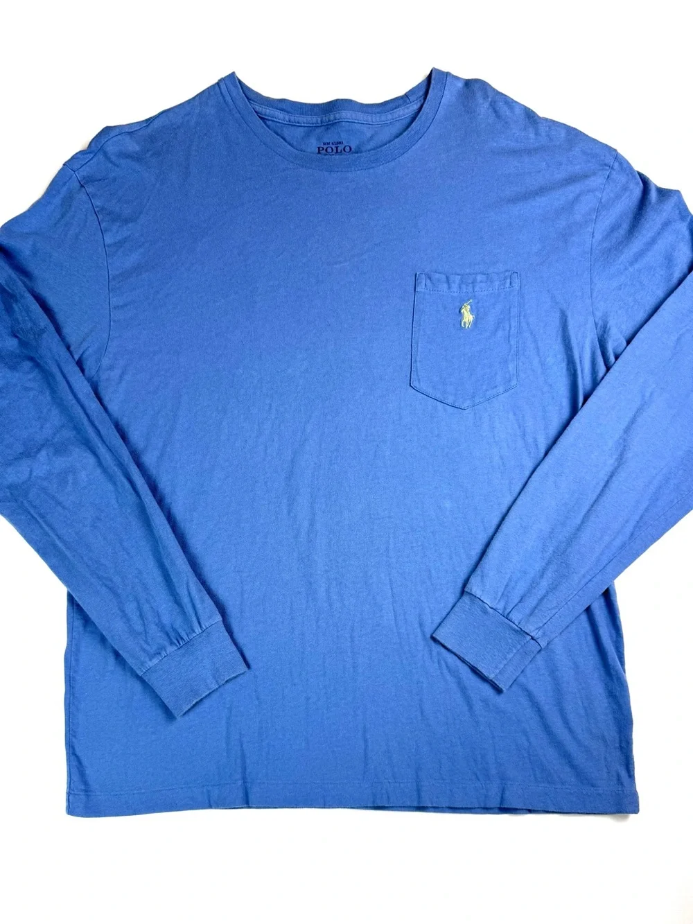 Polo Ralph Lauren Blue Long Sleeve Pocket Tee Shirt Pony Logo Men Medium